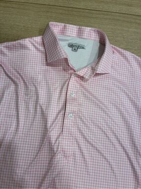 Collars & Co. Men’s Dress Collar Polo Shirt Short Sleeve Pink Gingham Size XL
